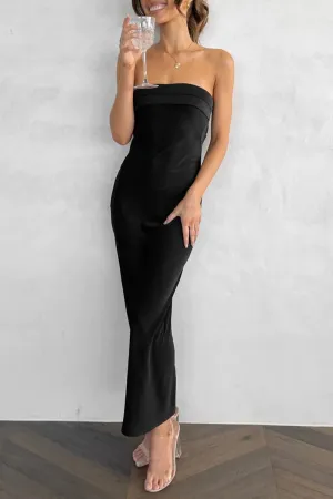 Celebrities Elegant Solid Backless Strapless Sleeveless Dresses