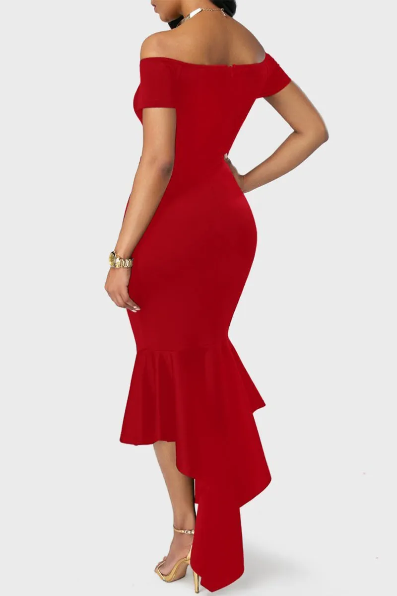 Celebrities Elegant Solid V Neck One Step Skirt Dresses(3 Colors)