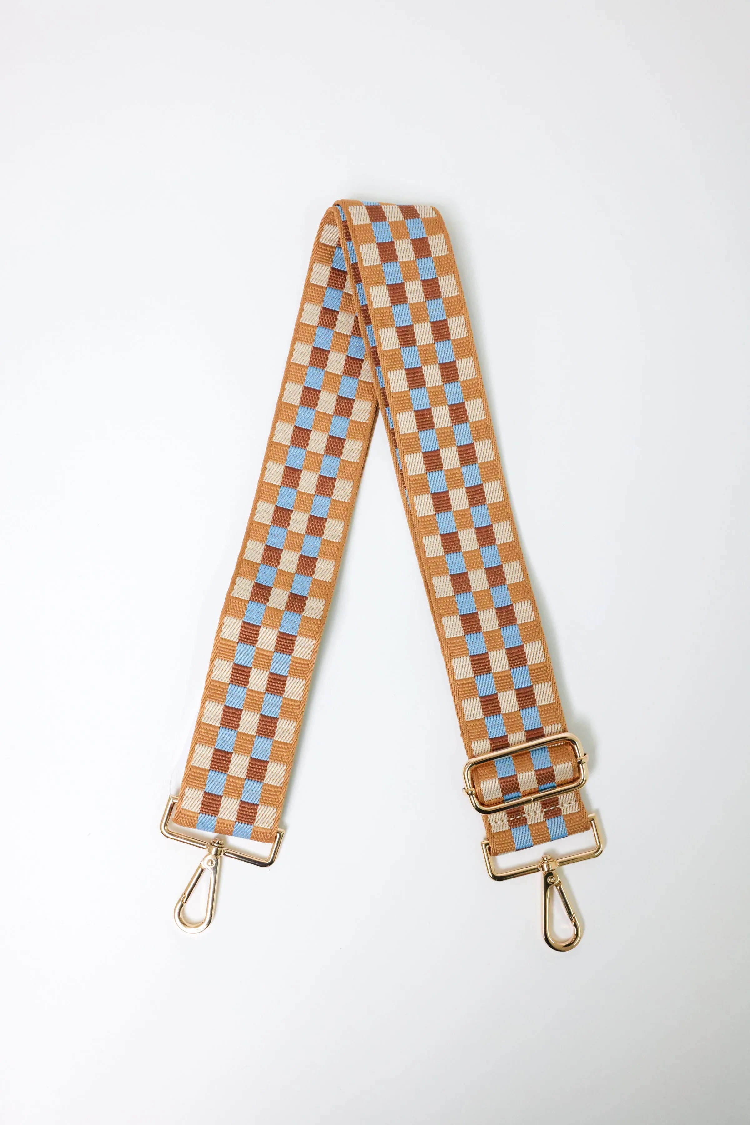 Checkerboard Aqua Browns Bag Strap