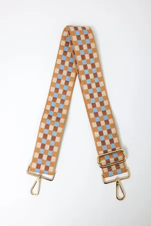 Checkerboard Aqua Browns Bag Strap