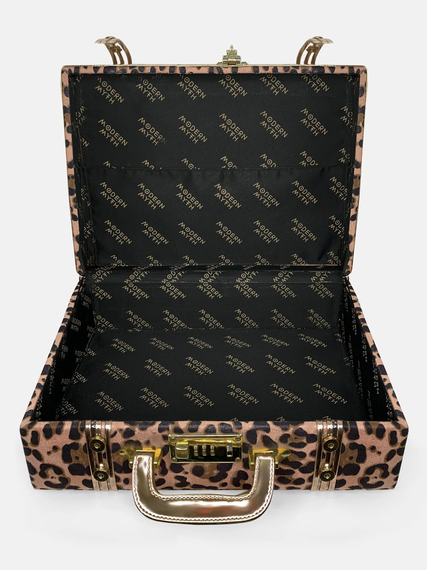 Cheetah Printed & Rosegold Trunk cum Luggage Bag | Modern Myth