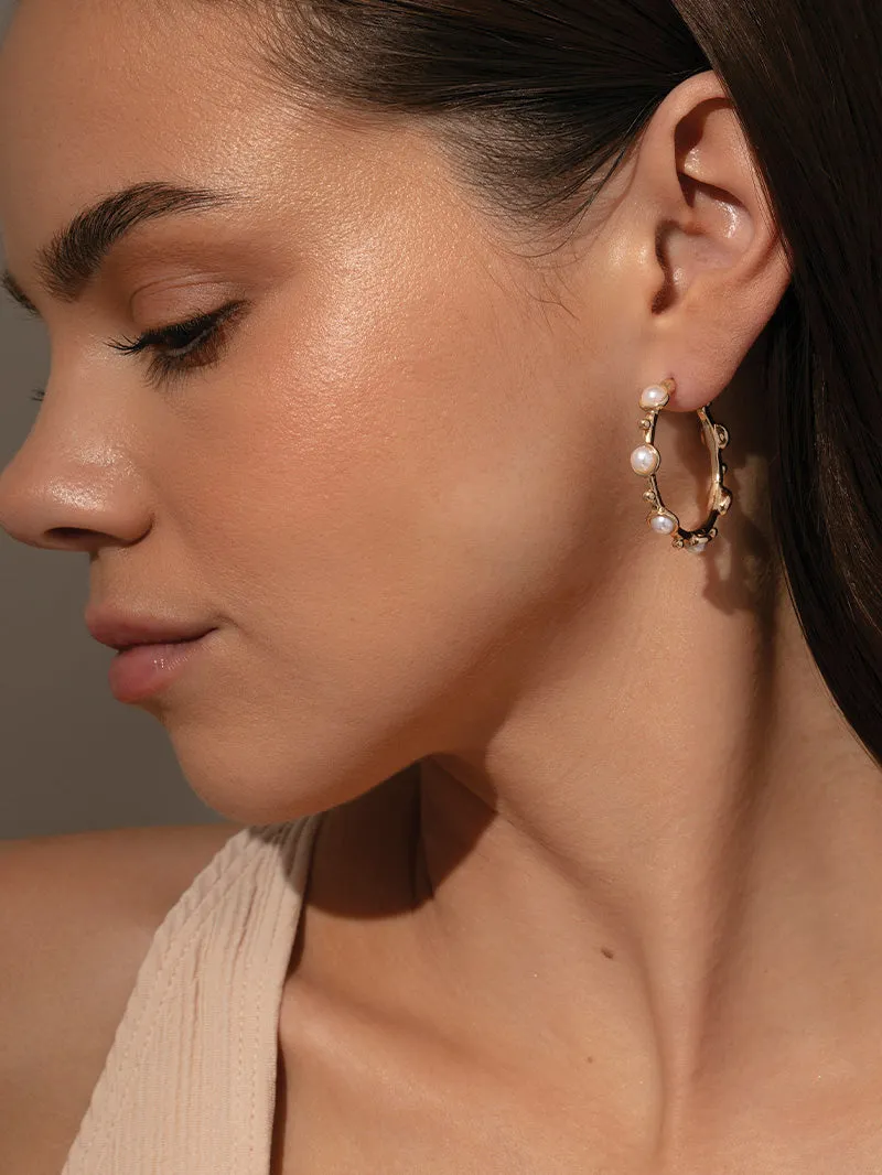 Chic Pearl Hoop Earrings