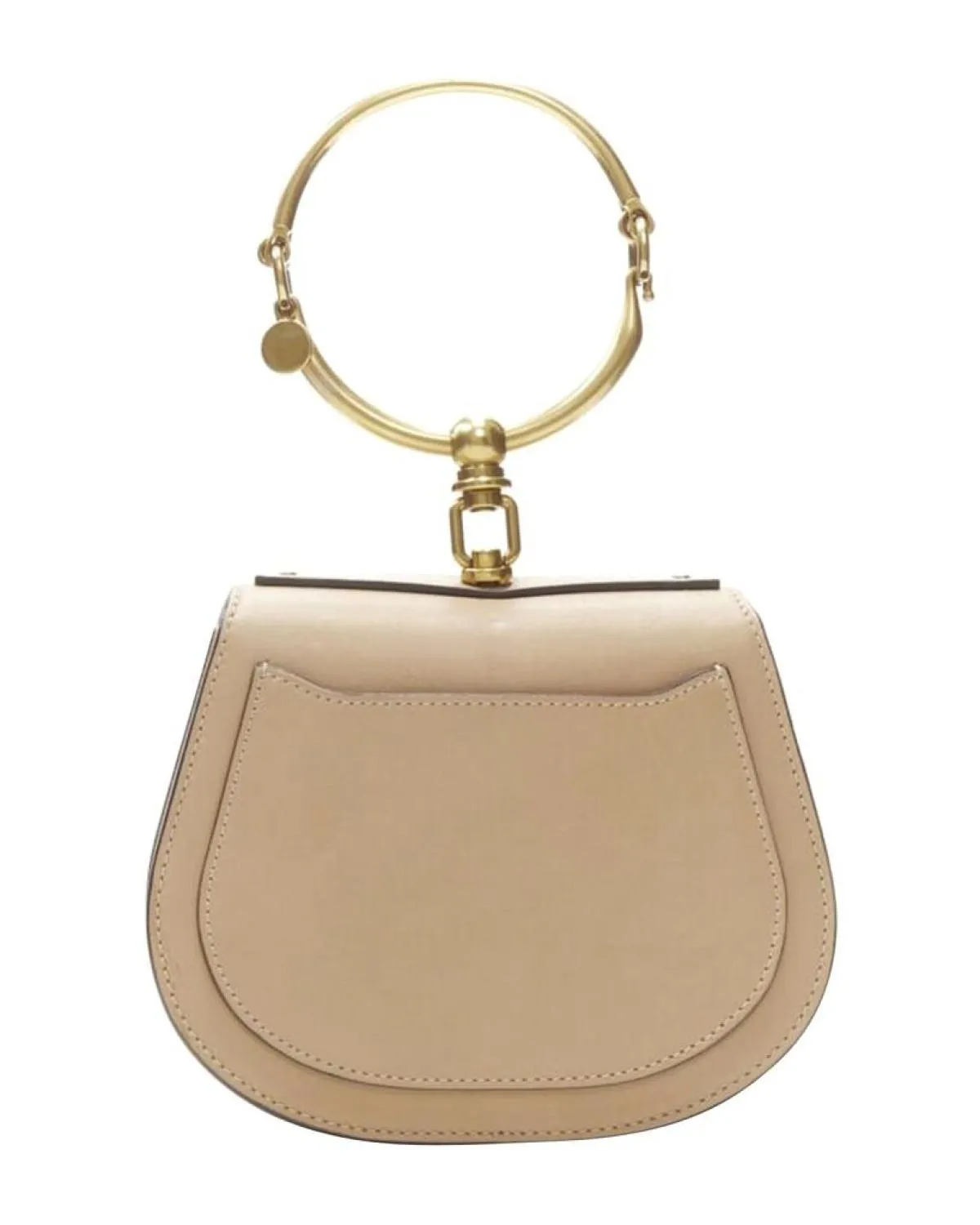 CHLOE Medium Nile gold bangle bracelet handle taupe leather saddle bag