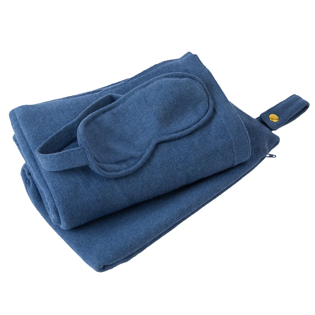 Cotton Scarf & Mask Travel Set - Denim