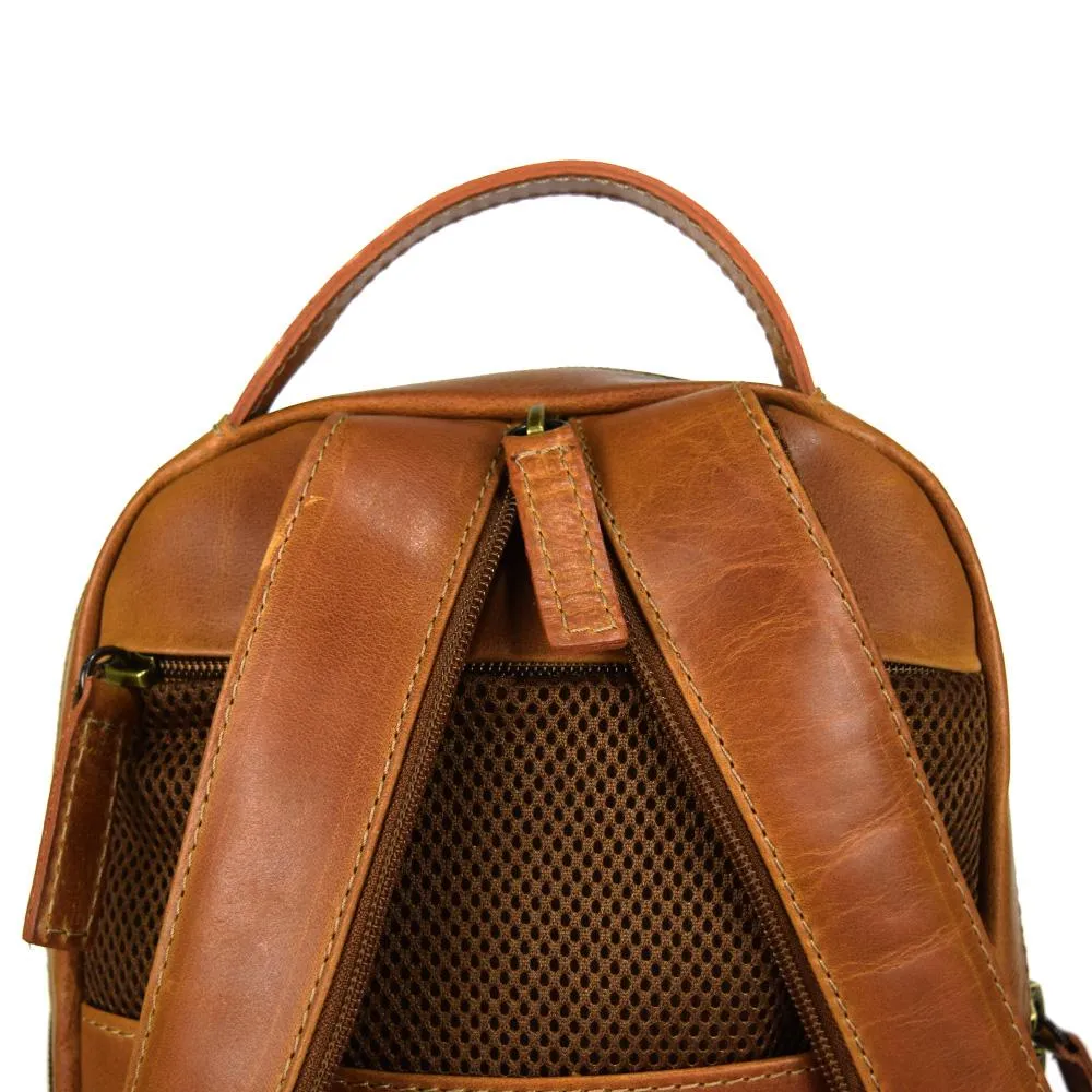 Crossbody Backpack in Cognac Leather