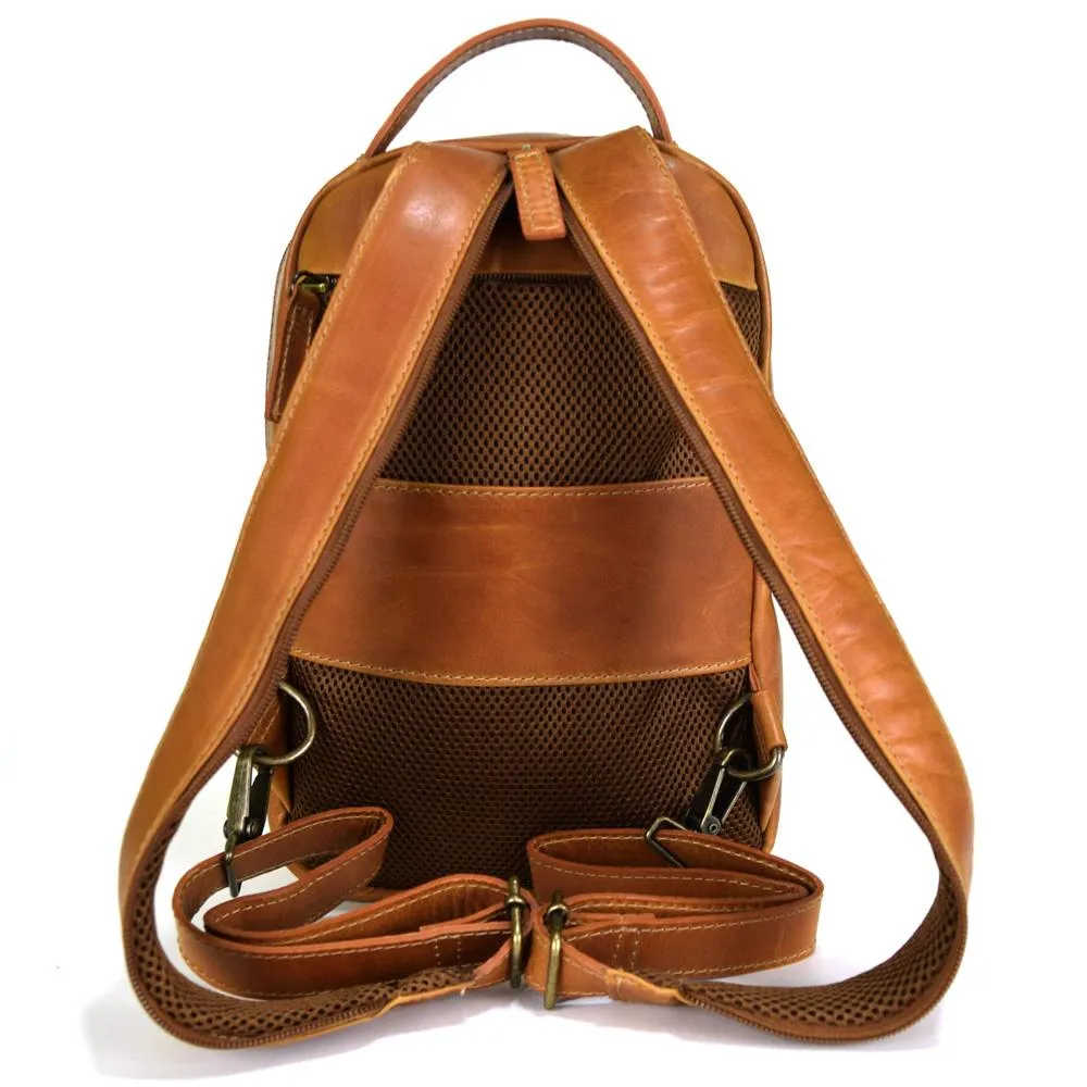 Crossbody Backpack in Cognac Leather