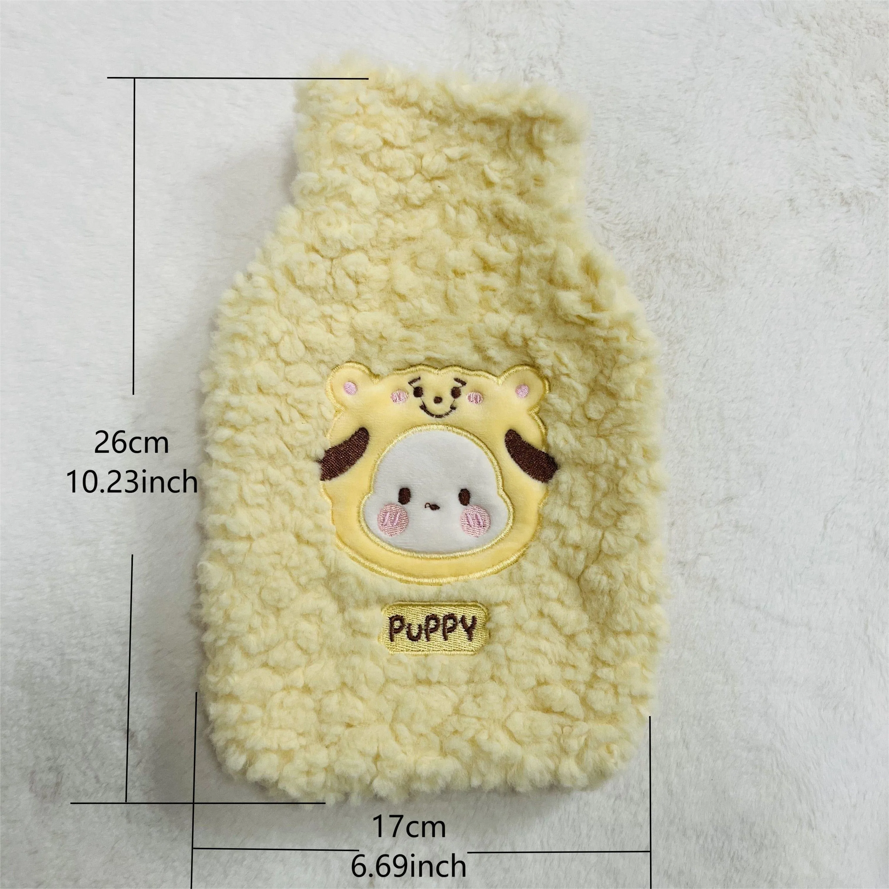 Cute Cartoon Puppy Plush Hot Water Bottle 1000ml/33.81oz - Soft Lamb Wool, Leak-Proof & Explosion-Safe with Detachable Cover for Easy Cleaning