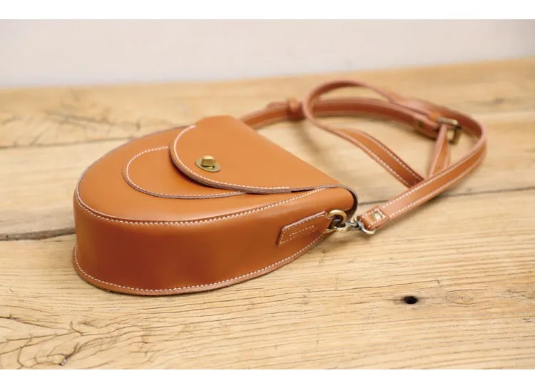 Cute LEATHER Saddle Side Bag WOMEN SHOULDER BAG Crossbody Saddle Purse FOR WOMEN