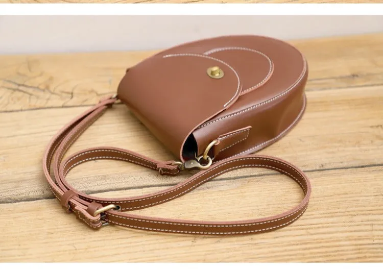 Cute LEATHER Saddle Side Bag WOMEN SHOULDER BAG Crossbody Saddle Purse FOR WOMEN