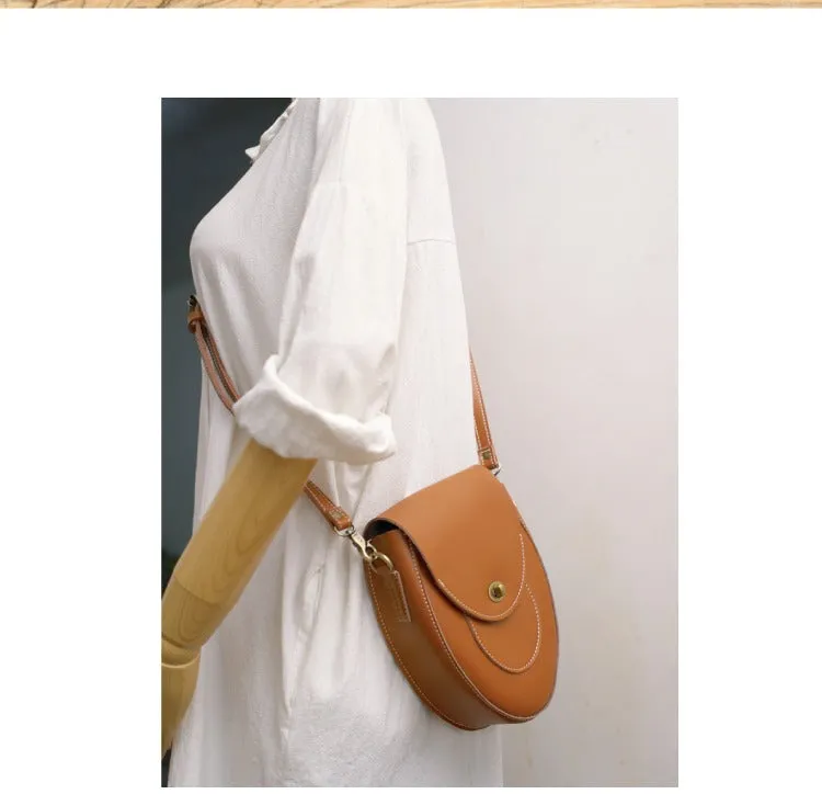 Cute LEATHER Saddle Side Bag WOMEN SHOULDER BAG Crossbody Saddle Purse FOR WOMEN