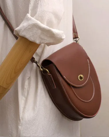 Cute LEATHER Saddle Side Bag WOMEN SHOULDER BAG Crossbody Saddle Purse FOR WOMEN