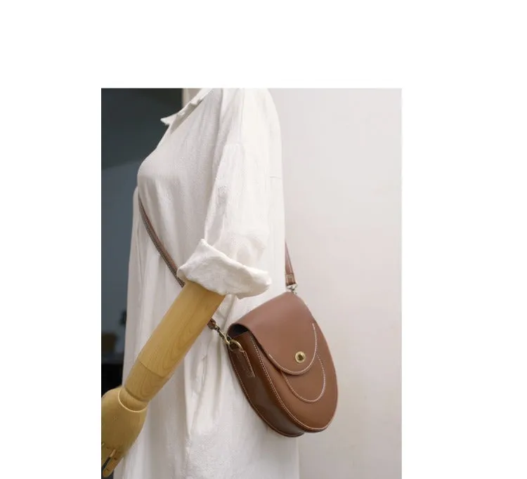 Cute LEATHER Saddle Side Bag WOMEN SHOULDER BAG Crossbody Saddle Purse FOR WOMEN