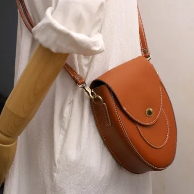 Cute LEATHER Saddle Side Bag WOMEN SHOULDER BAG Crossbody Saddle Purse FOR WOMEN