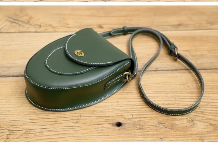 Cute LEATHER Saddle Side Bag WOMEN SHOULDER BAG Crossbody Saddle Purse FOR WOMEN