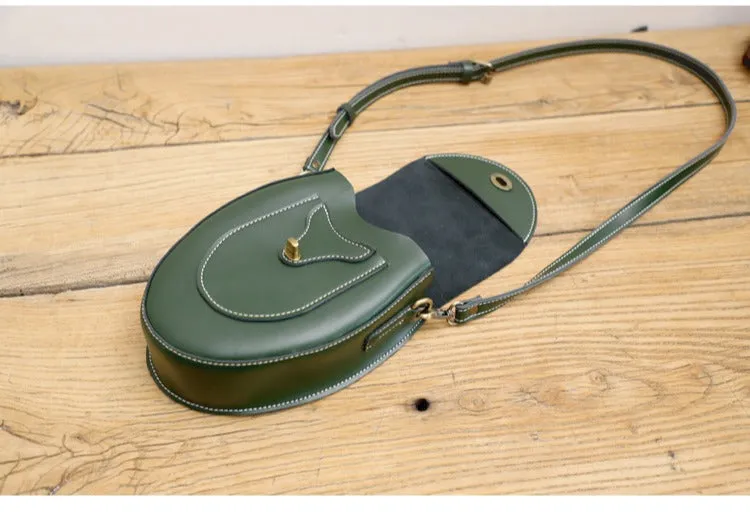 Cute LEATHER Saddle Side Bag WOMEN SHOULDER BAG Crossbody Saddle Purse FOR WOMEN