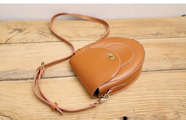 Cute LEATHER Saddle Side Bag WOMEN SHOULDER BAG Crossbody Saddle Purse FOR WOMEN