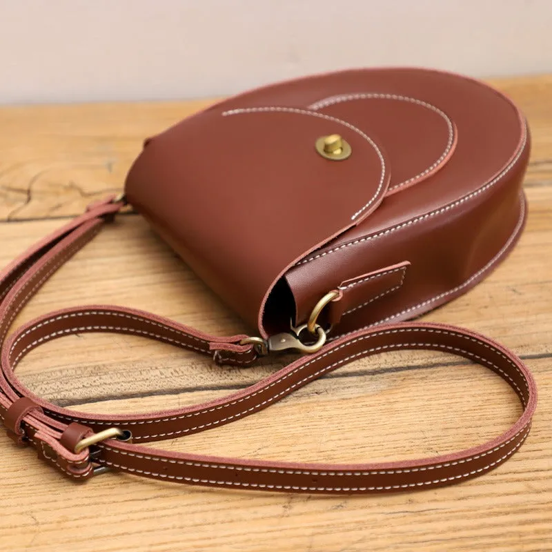 Cute LEATHER Saddle Side Bag WOMEN SHOULDER BAG Crossbody Saddle Purse FOR WOMEN