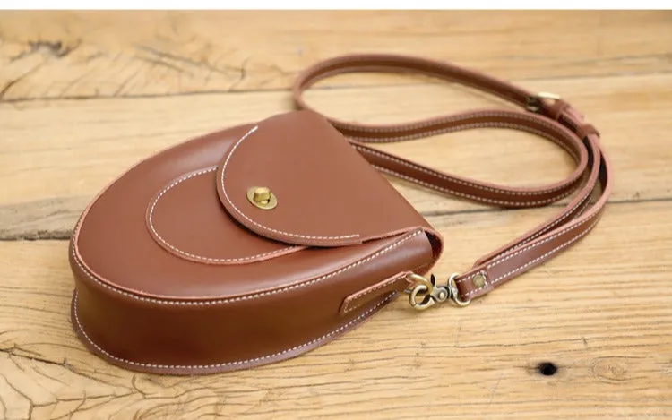 Cute LEATHER Saddle Side Bag WOMEN SHOULDER BAG Crossbody Saddle Purse FOR WOMEN