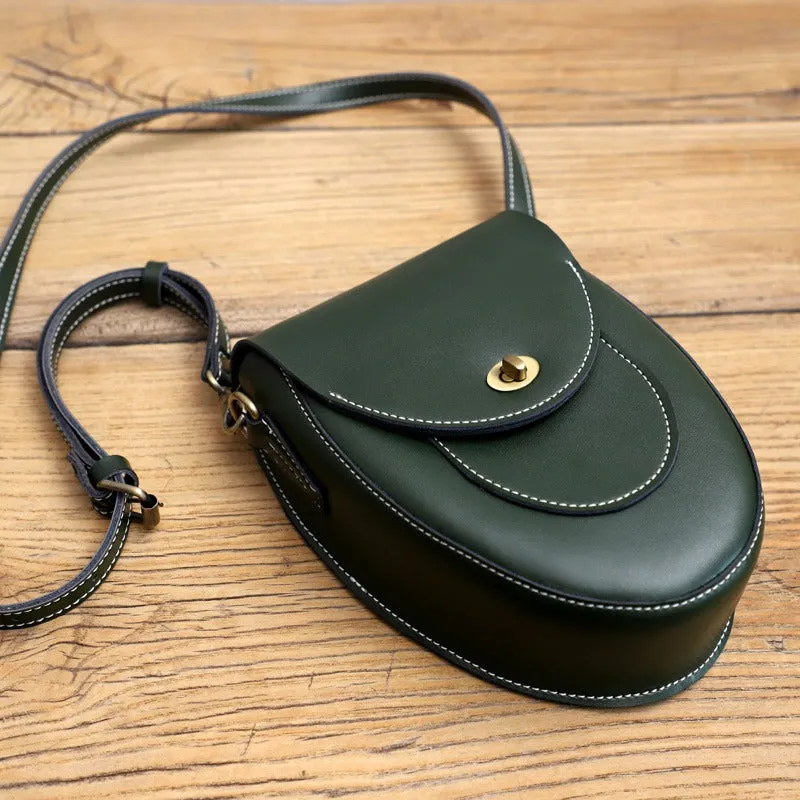 Cute LEATHER Saddle Side Bag WOMEN SHOULDER BAG Crossbody Saddle Purse FOR WOMEN