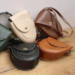 Cute LEATHER Saddle Side Bag WOMEN SHOULDER BAG Crossbody Saddle Purse FOR WOMEN