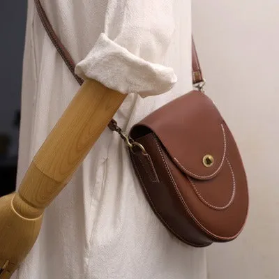 Cute LEATHER Saddle Side Bag WOMEN SHOULDER BAG Crossbody Saddle Purse FOR WOMEN