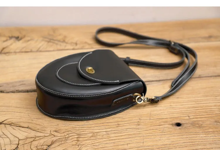 Cute LEATHER Saddle Side Bag WOMEN SHOULDER BAG Crossbody Saddle Purse FOR WOMEN