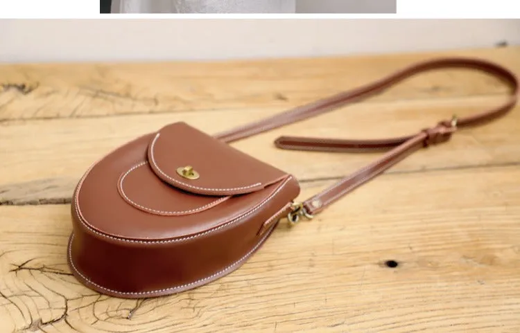 Cute LEATHER Saddle Side Bag WOMEN SHOULDER BAG Crossbody Saddle Purse FOR WOMEN