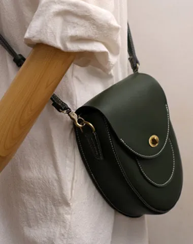 Cute LEATHER Saddle Side Bag WOMEN SHOULDER BAG Crossbody Saddle Purse FOR WOMEN