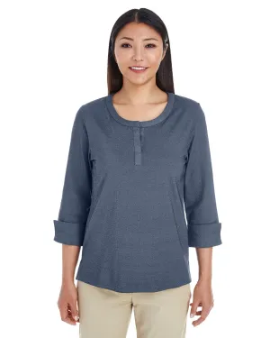 Devon & Jones Ladies' Central Cotton Blend Mélange Knit Top