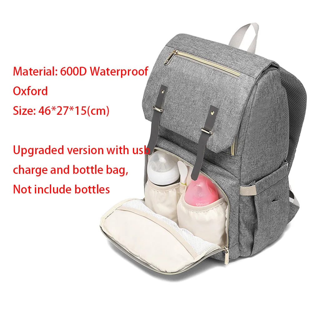 Diaper Bag Backpack For Mom With USB Port With Stroller Hooks