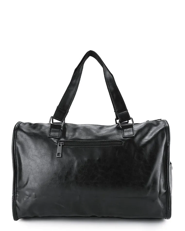 Distressed Leather Nomad Duffel Bag - Black