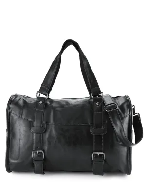 Distressed Leather Nomad Duffel Bag - Black