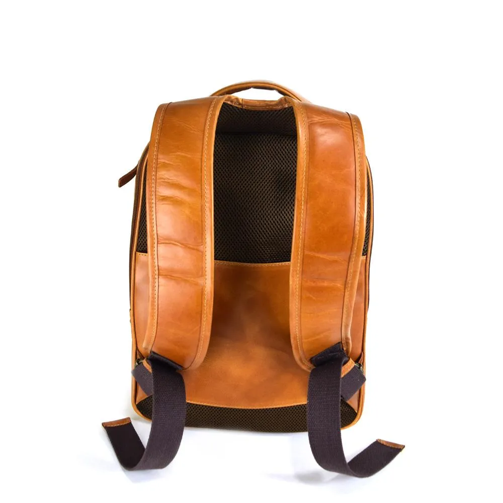 Double compartment backpack
 in Cognac Leather