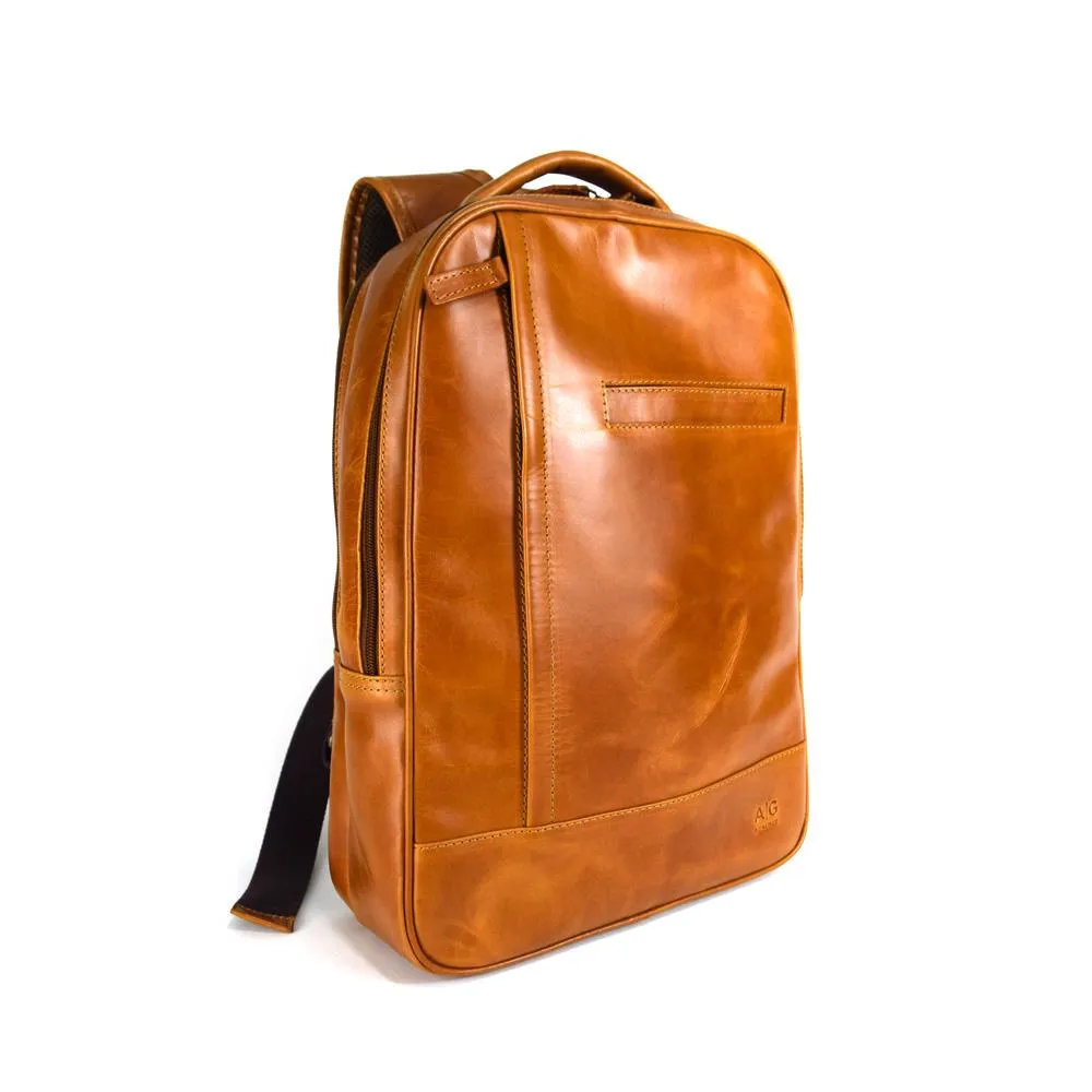 Double compartment backpack
 in Cognac Leather