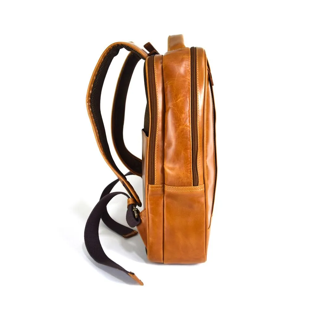 Double compartment backpack
 in Cognac Leather