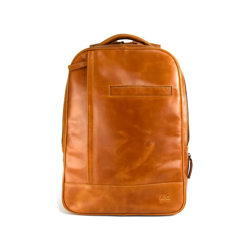 Double compartment backpack
 in Cognac Leather