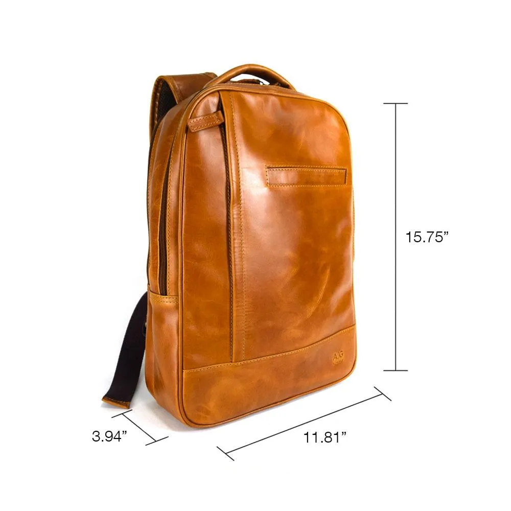 Double compartment backpack
 in Cognac Leather