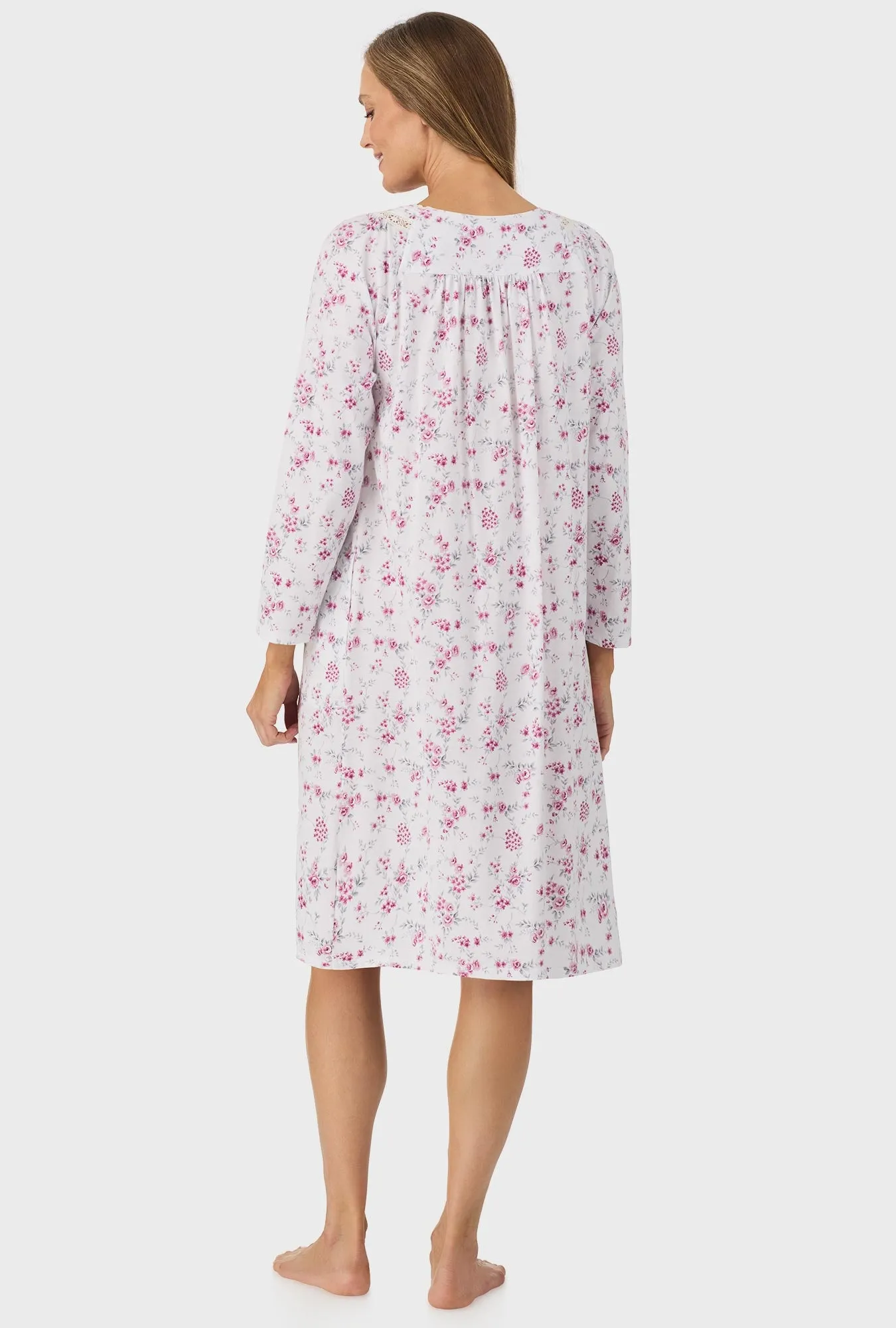 Dusty Pink Floral Long Sleeve Nightgown