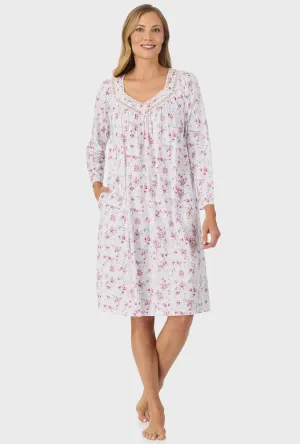 Dusty Pink Floral Long Sleeve Nightgown