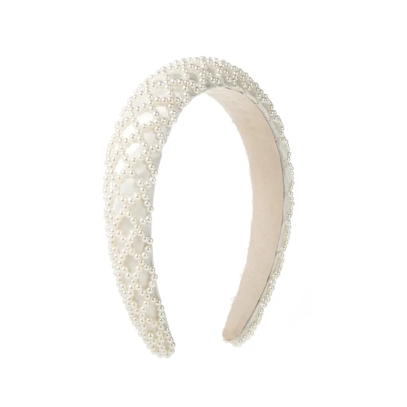 Elegant Baroque Style Solid Color Cloth Inlay Pearl Hair Band