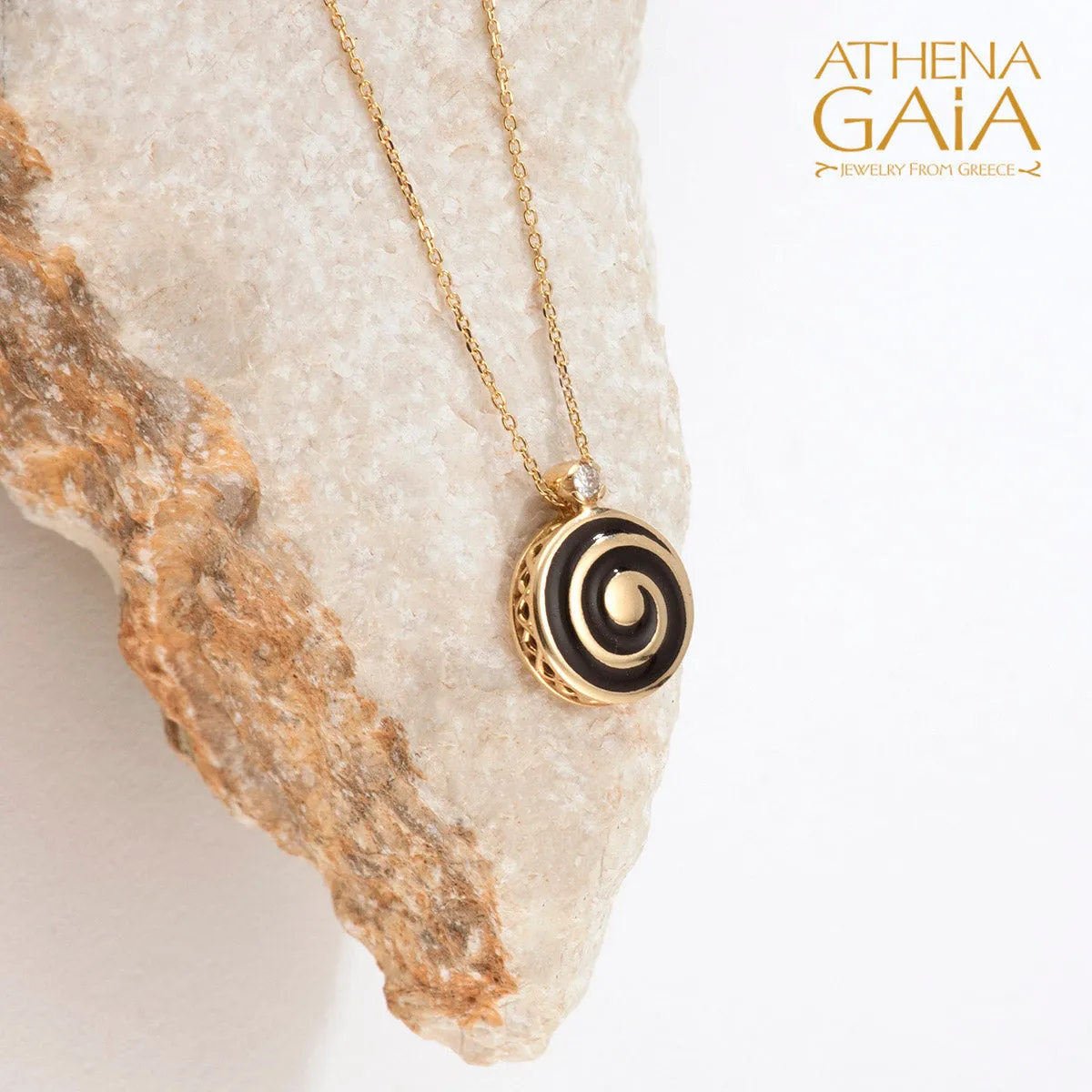 Elegant Enamel Spiral Pendant with Necklace