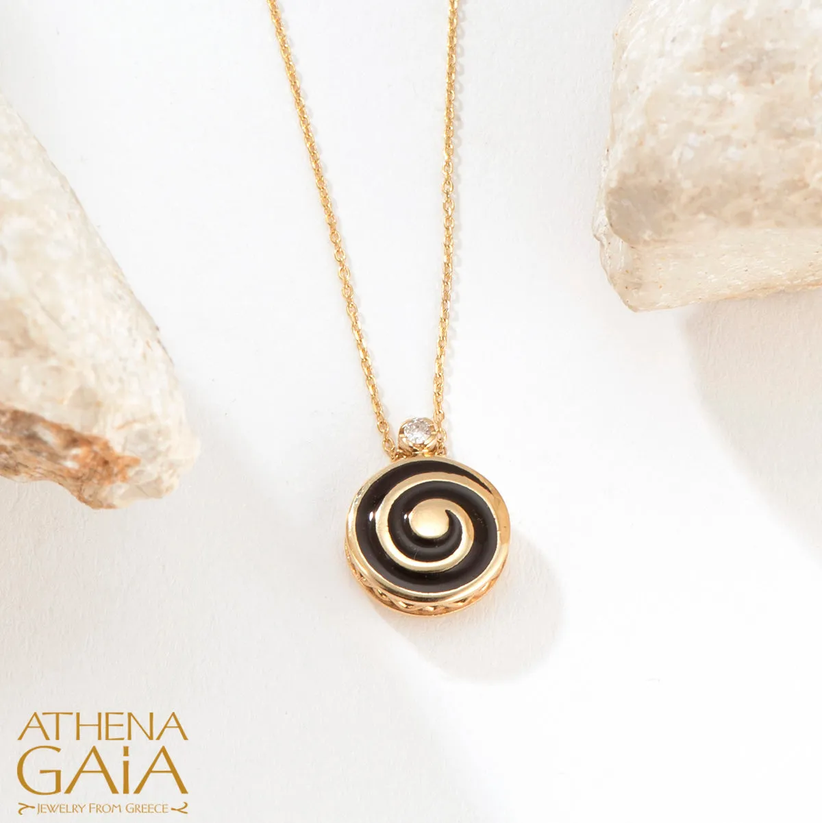 Elegant Enamel Spiral Pendant with Necklace