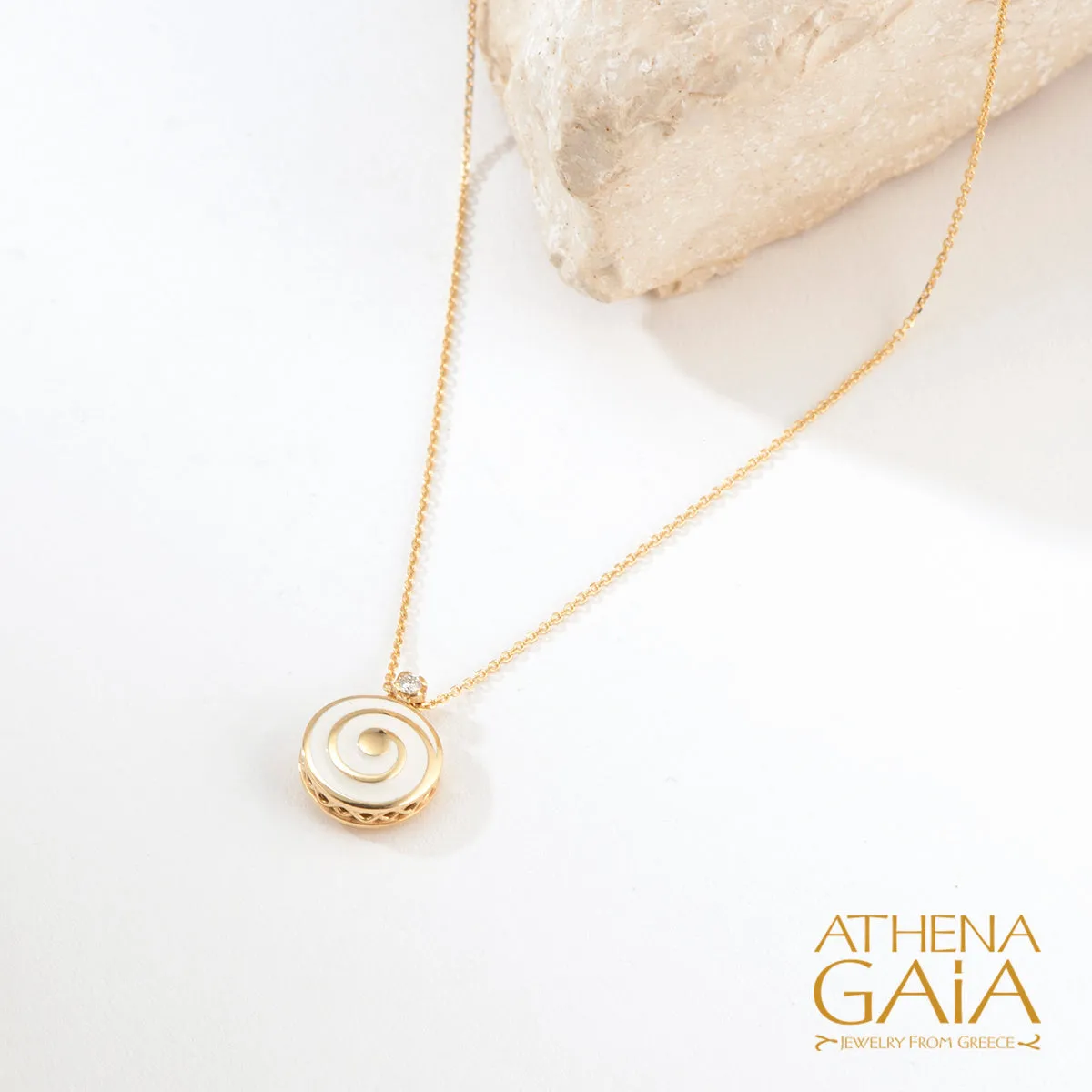 Elegant Enamel Spiral Pendant with Necklace