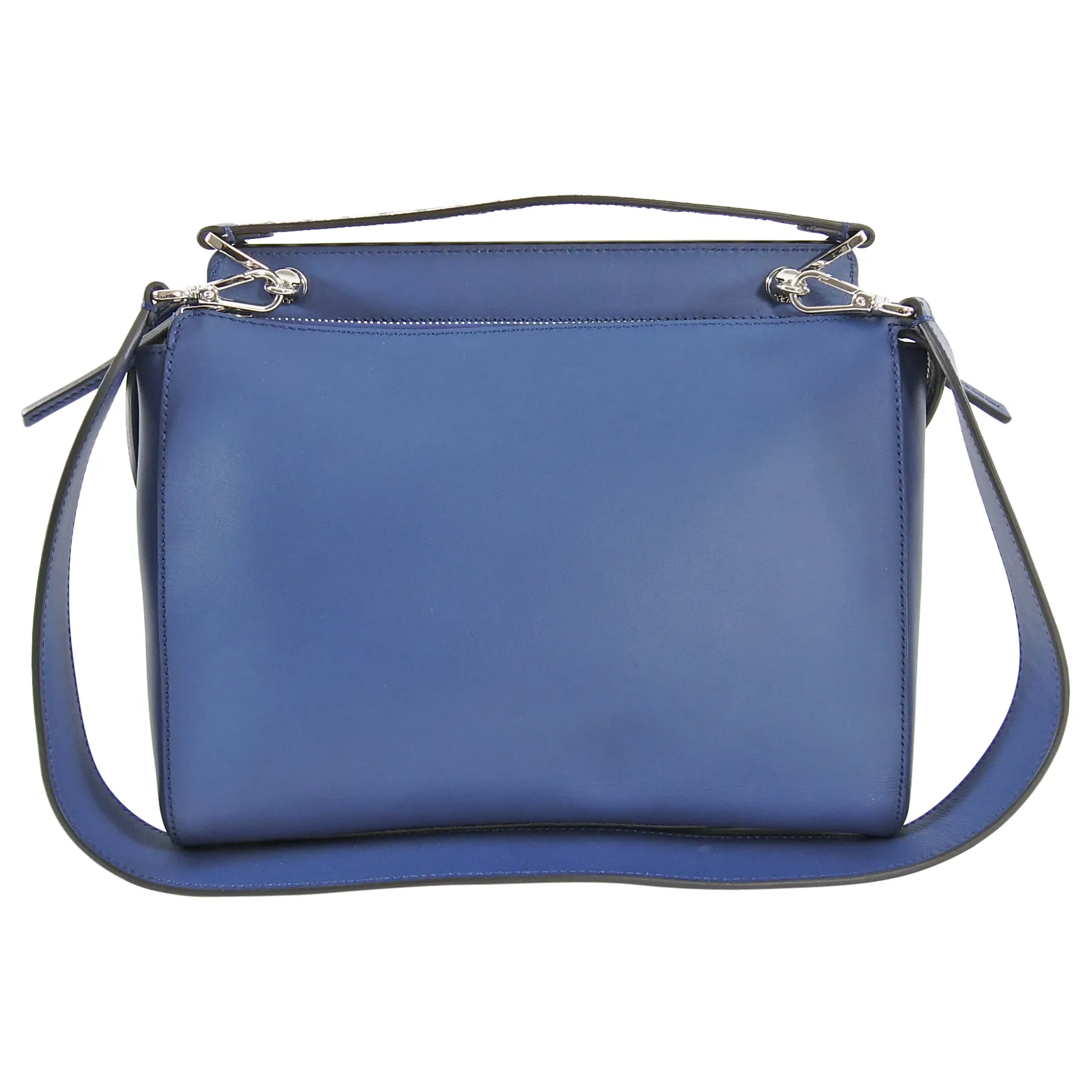 Fendi Blue Leather DotCom Grommet Satchel Bag