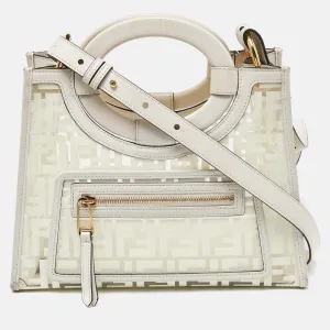 Fendi Transparent/offZucca Pvc And Leather Small Runaway Shopper Tote