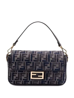 FF DARK BLUE CHENILLE BAGUETTE BAG