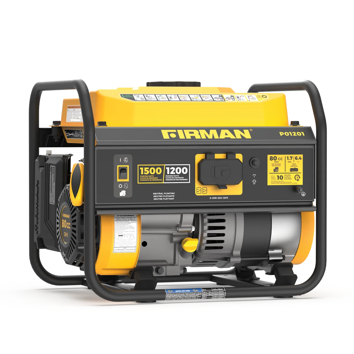 Firman Power Equipmen Gas Portable Generator 1500w Recoil Start