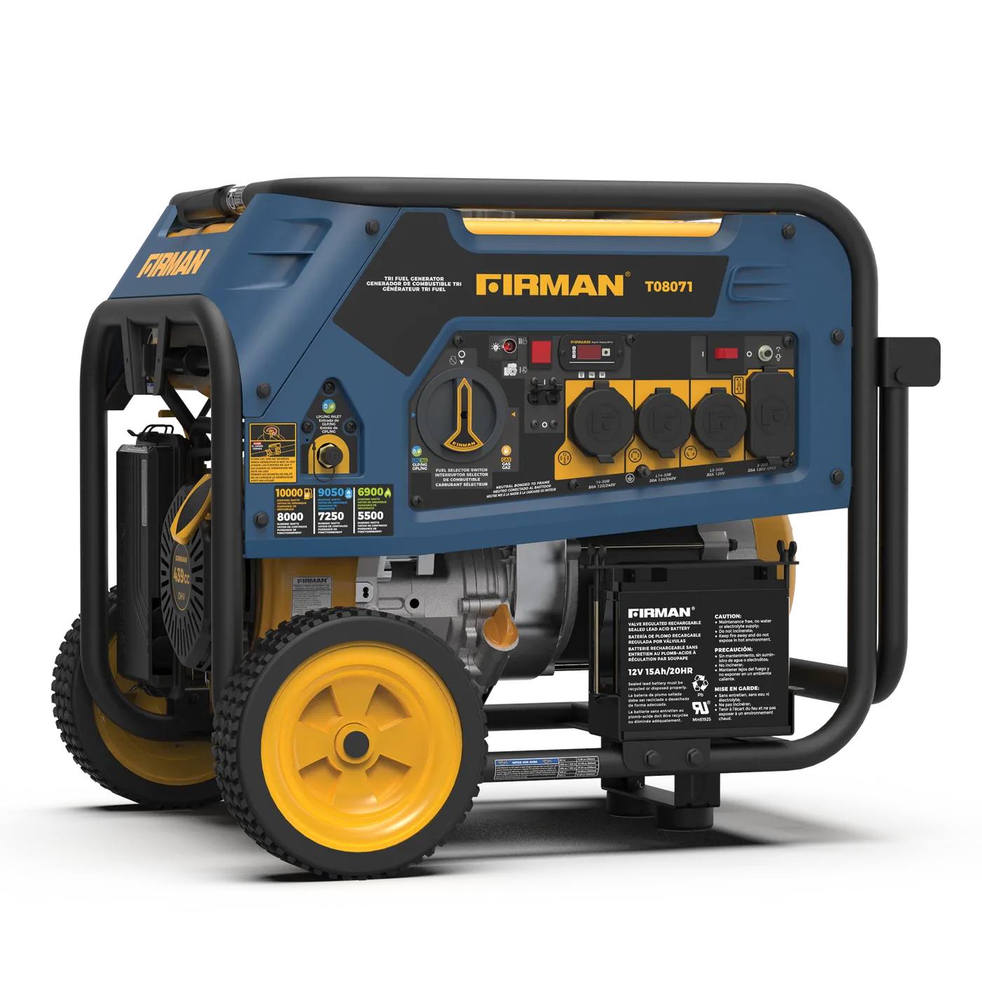 Firman Tri Fuel Portable Generator 8000W Electric Start 120/240v