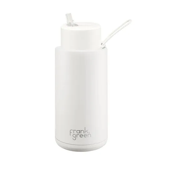 Frank Green 34oz Reusable Bottle with Straw Lid Cloud (White)