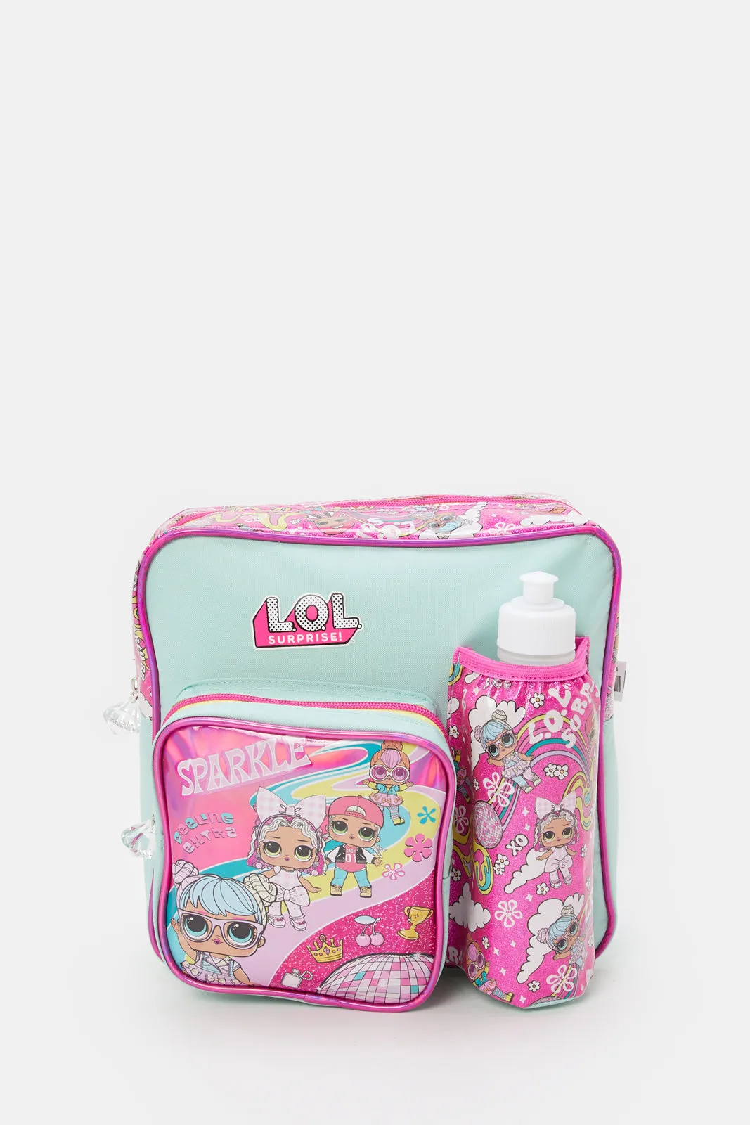 Girls Pink Lol Surprise Kinder Bag With Water Bottle And Lunch Box (3 Piece)